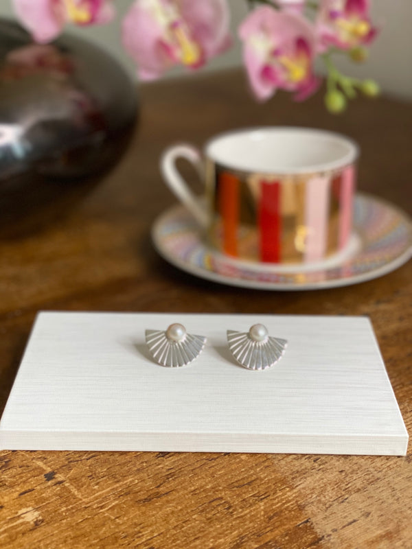 The Silver Madrid Earrings in Pearl, absolutely to die for.