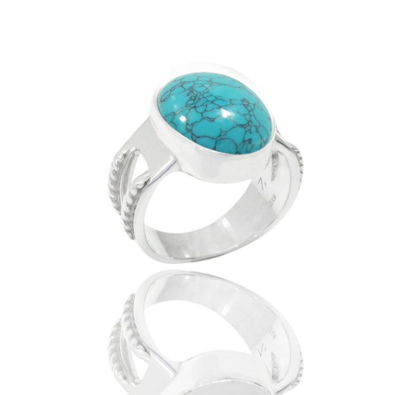 Blue Turquoise Silver Chicago Ring 