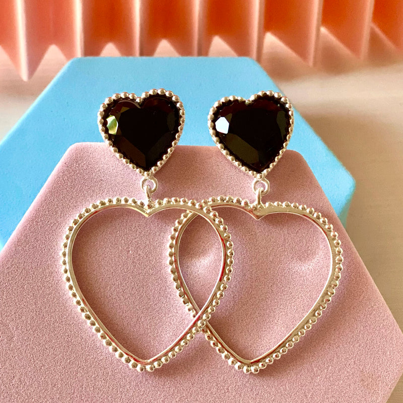 Queens Heart Black Onyx Earrings